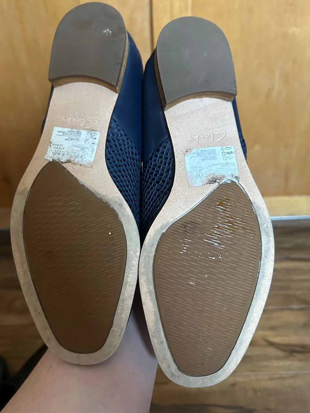 Clarks Navy Slip-On Textured Loafers